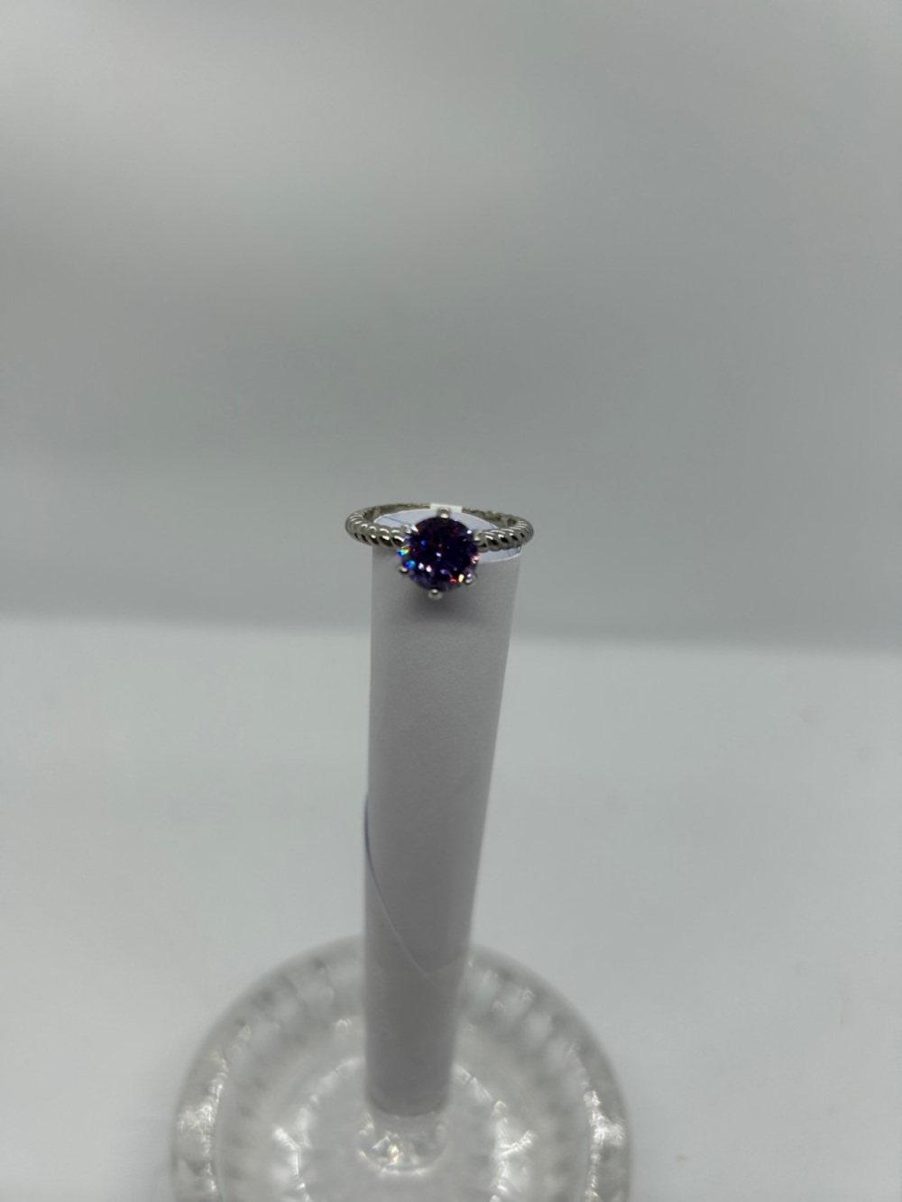 Ring with Deep Purple Round Gem - Women Jewelry